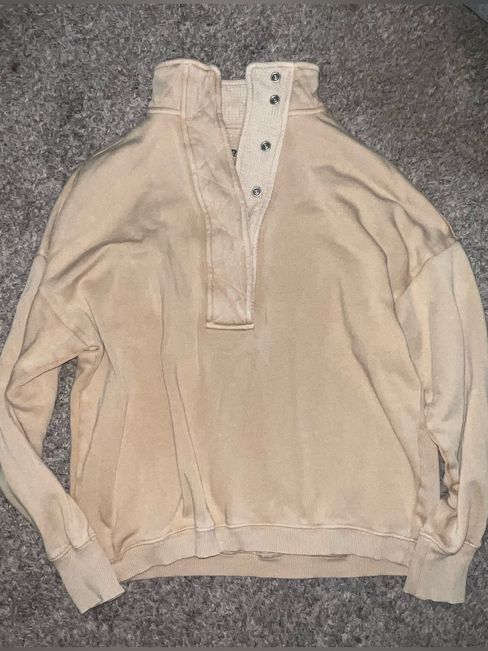 Aerie Tan Washed Blue Snap Waffle Getaway Pullover